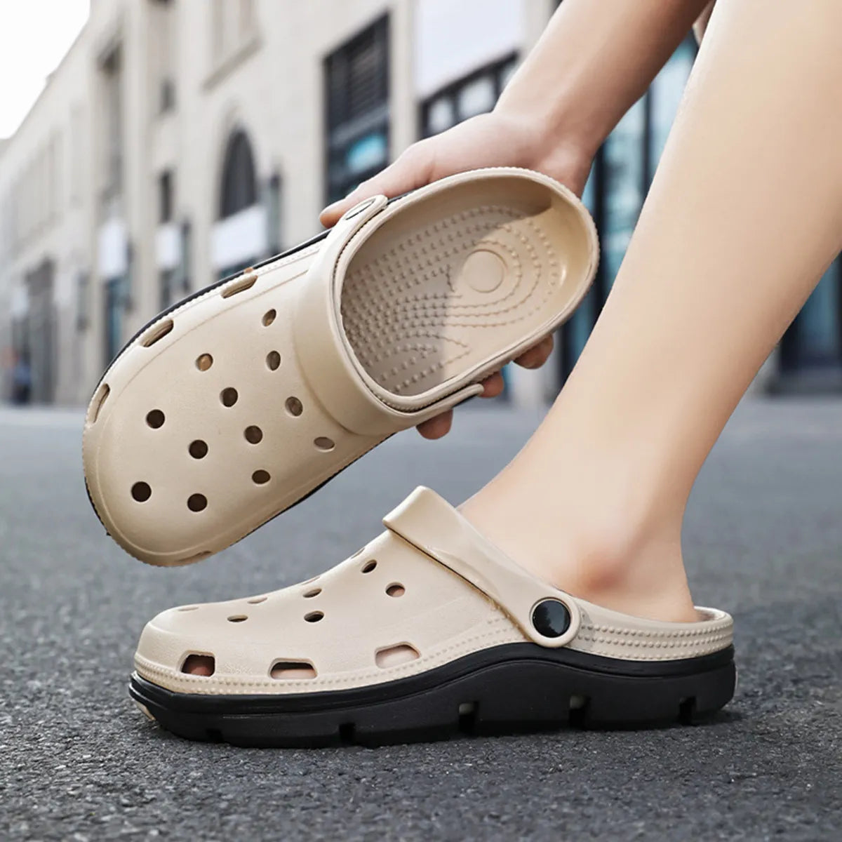 Men's Contrast Platform Breathable Sandals - Tigbul's Variety Fashion Shop