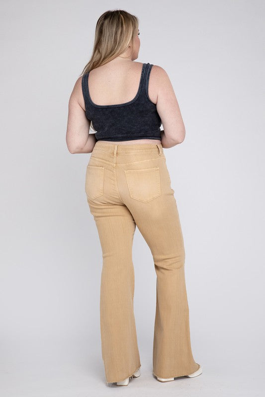 Plus Size High Rise Flare Jeans - Tigbul's Variety Fashion Shop