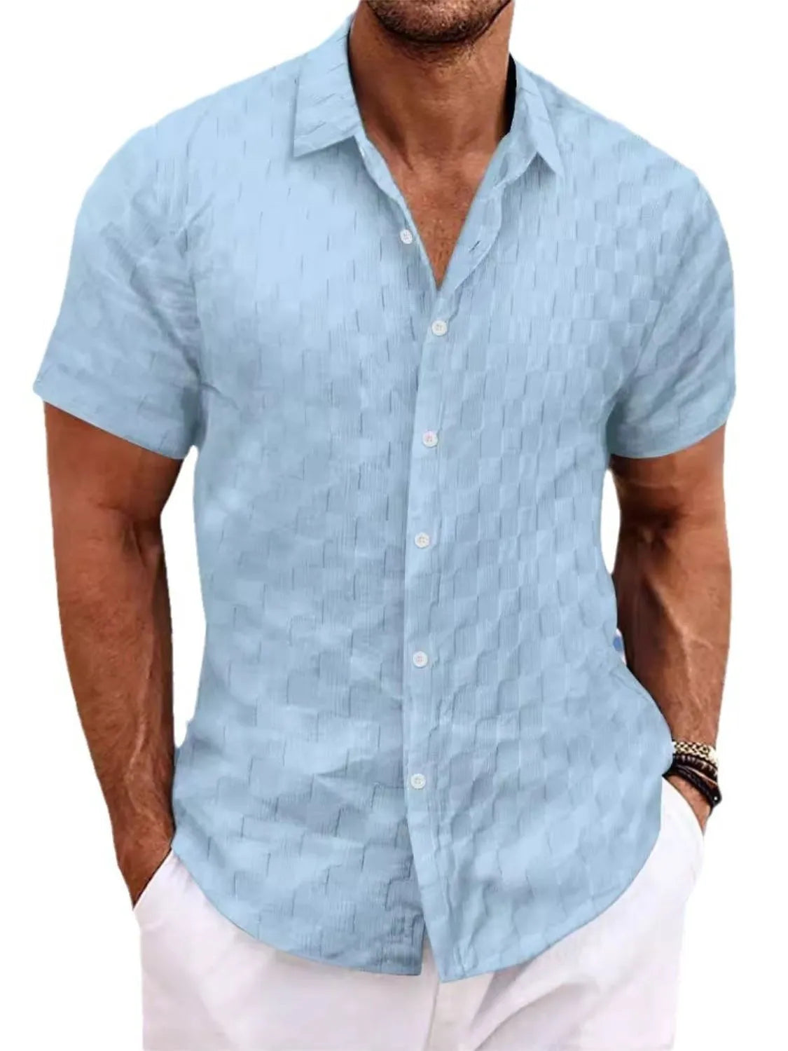 Men's Full Size Button Up Short Sleeve Shirt Plus Size - Tigbul's Variety Fashion Shop
