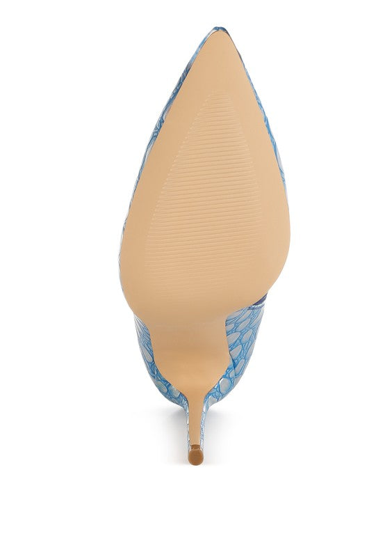 Moolah Embossed Stiletto Heel Ankle Boots - Tigbul's Variety Fashion Shop