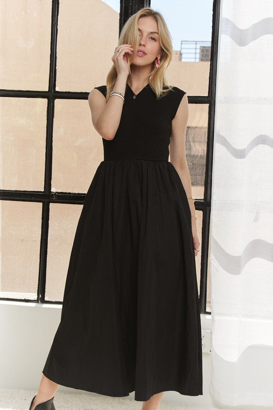 Black V-Neck Cap Sleeve Dress - Tigbul's Variety Fashion Shop
