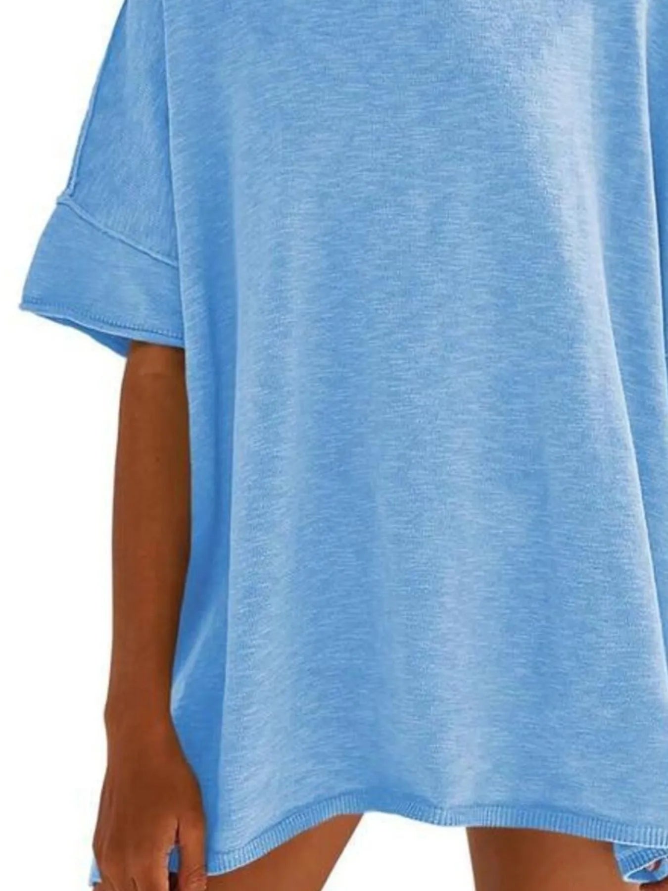 Oversized Round Neck Drop-Shoulder T-Shirt - Tigbul's Variety Fashion Shop