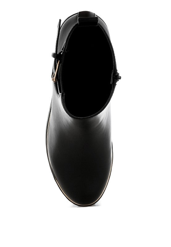 Antorin Chunky Buckle Detail Ankle Boots - Tigbul's Variety Fashion Shop