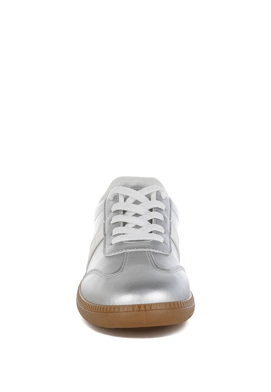 Crossover Lace-Up Metallic Sneaker - Tigbul's Variety Fashion Shop