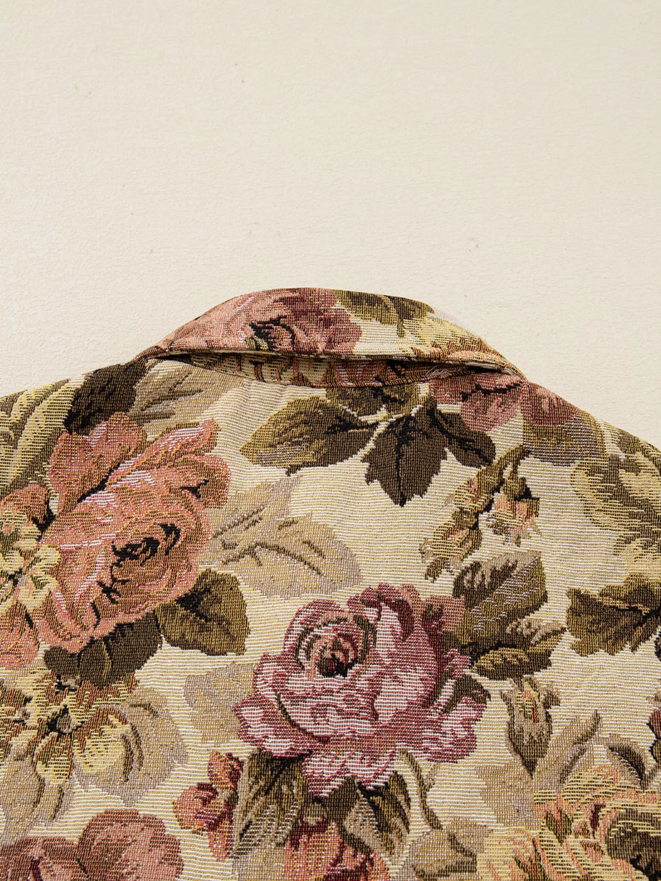 Floral Waffle Knit Patchwork Chest Pockets Buttoned Jacket - Tigbul's Variety Fashion Shop