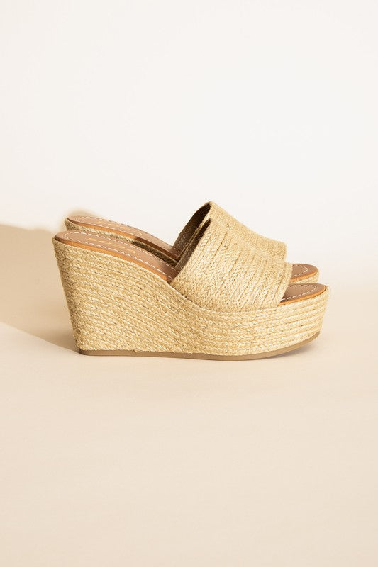 Tan Wedge High Platform Sandals - Tigbul's Variety Fashion Shop