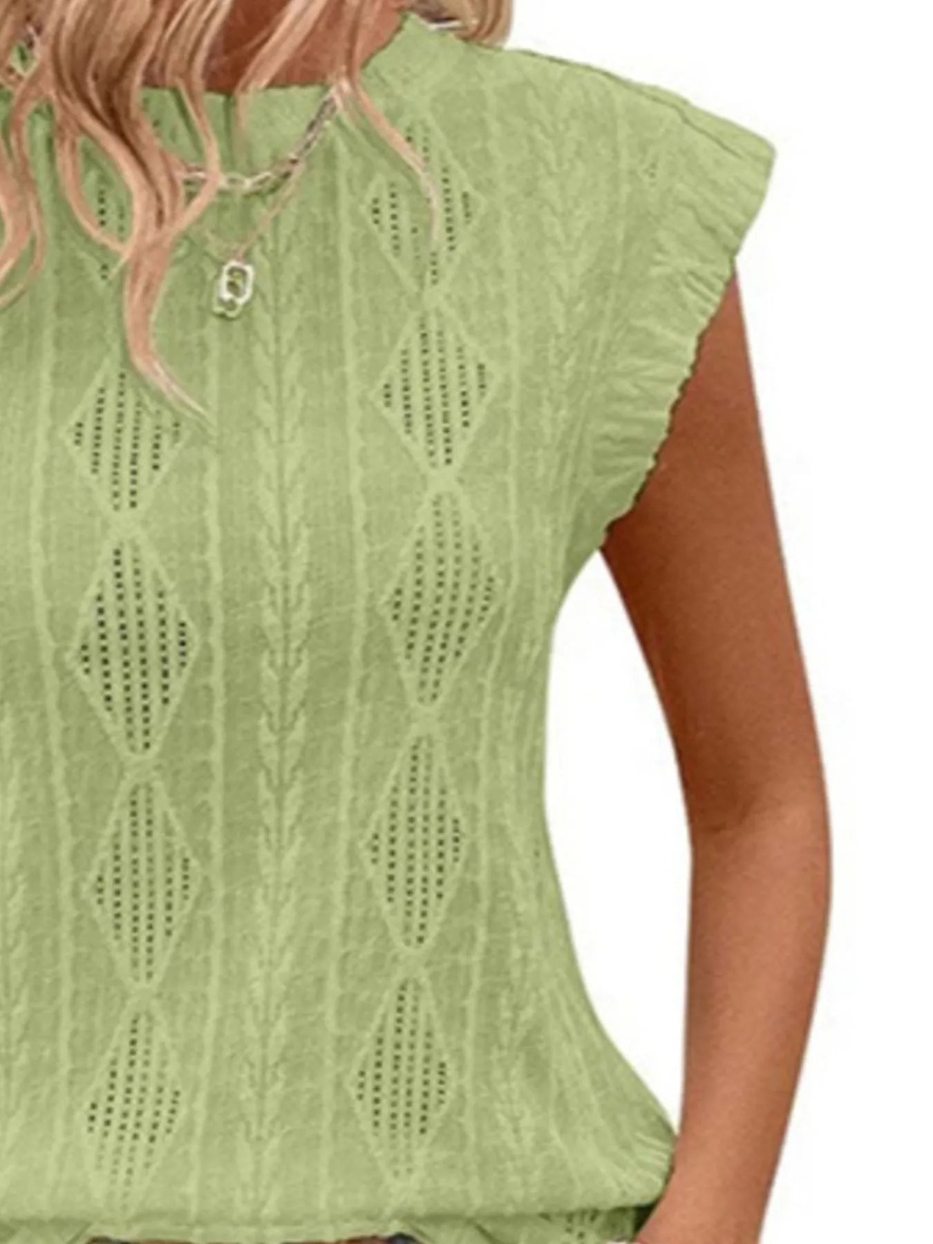 Openwork Round Neck Top - Tigbul's Variety Fashion Shop
