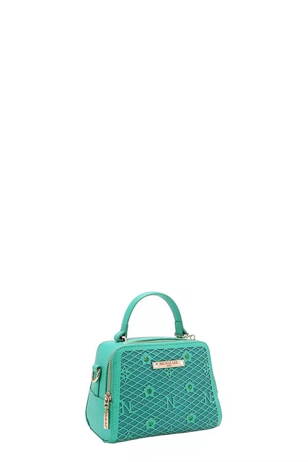 Nicole Lee USA Vegan Geometric Pattern Structured Handbag - Tigbul's Variety Fashion Shop