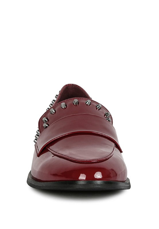 EMILIA Black Shine Forever Stud Penny Loafers - Tigbul's Variety Fashion Shop