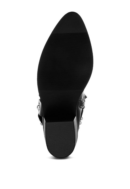 Altair Studded Harness Detail Boots - Tigbul's Variety Fashion Shop