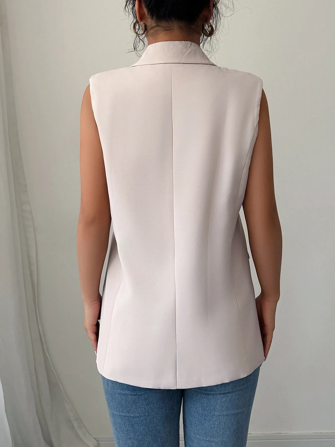 One Button V-Neck Blazer Vest Coat - Tigbul's Variety Fashion Shop