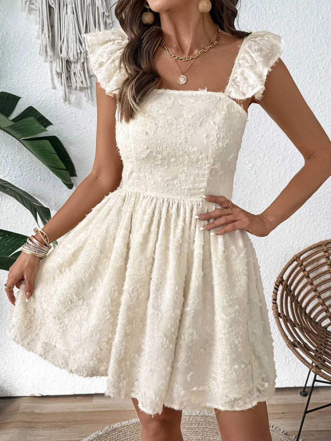 Cutout Cap Sleeve Mini Cami Dress - Tigbul's Variety Fashion Shop
