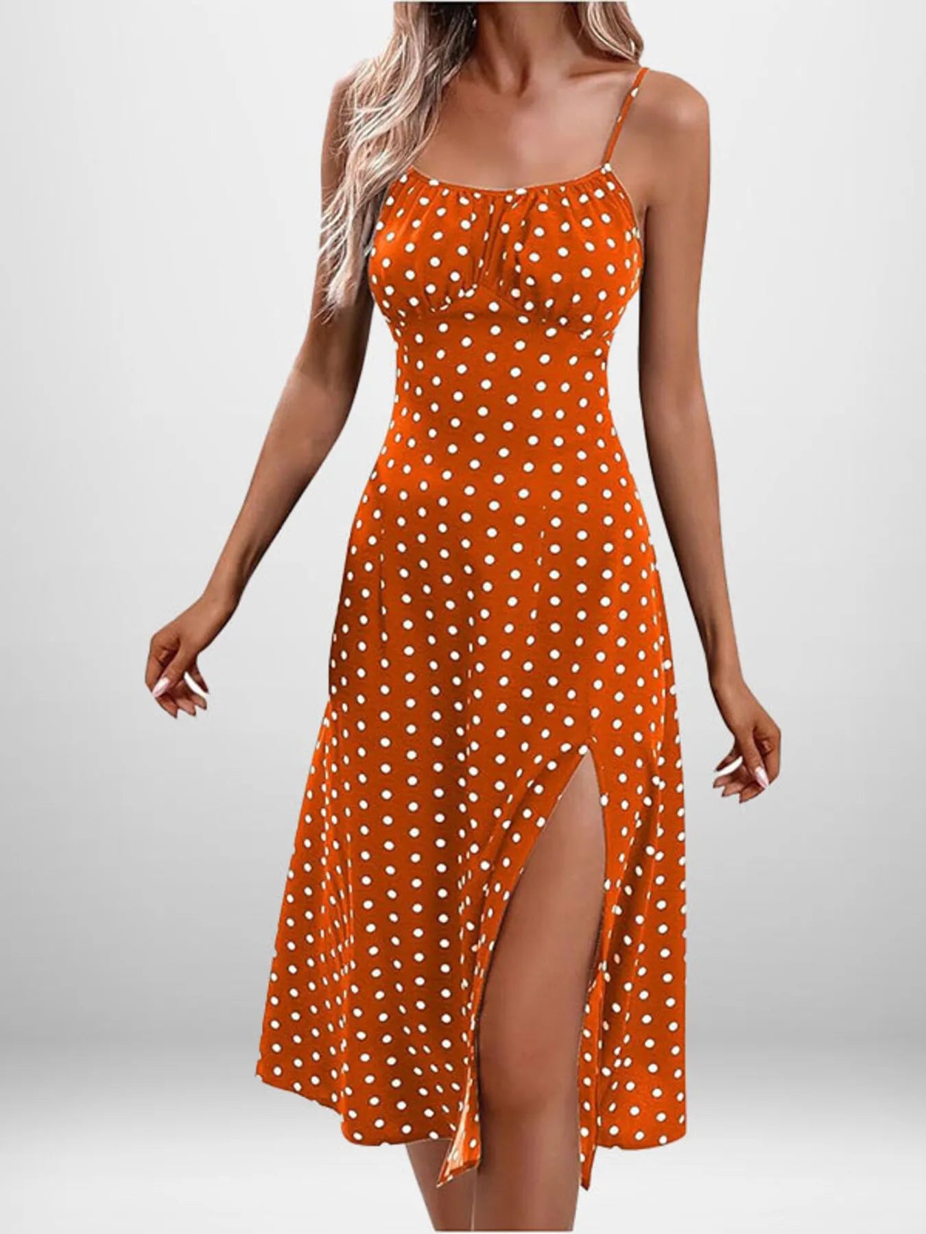 Full Size Slit Printed Cami Midi Dress Plus Size - Tigbul's Variety Fashion Shop