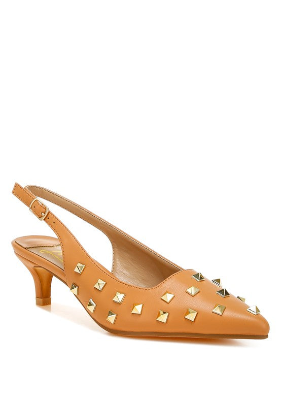 Hegron Stud Embellished Kitten Heels - Tigbul's Variety Fashion Shop