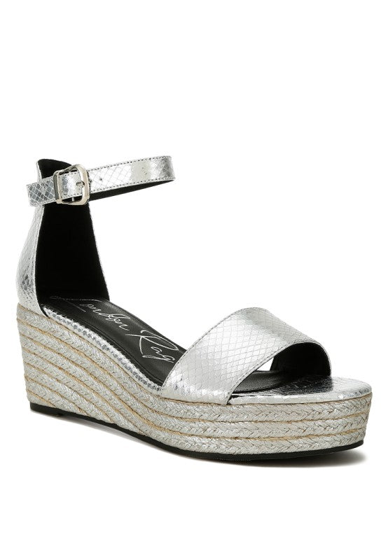 Utah Faux Leather Snake Wedge Espadrilles - Tigbul's Variety Fashion Shop