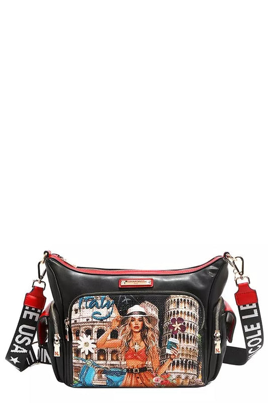 Nicole Lee USA Martha Travels Italy Multi Pocket Shoulder Bag - Tigbul's Variety Fashion Shop