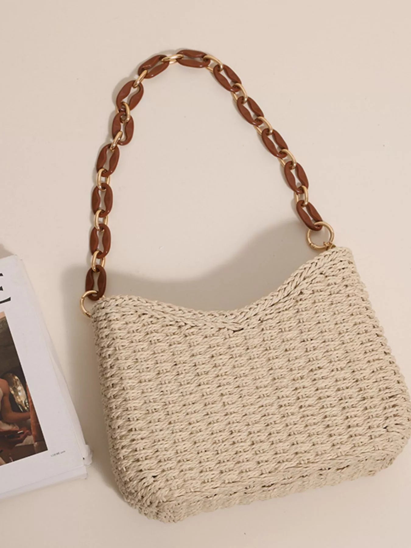 Woven Straw Shoulder Bag - Tigbul's Variety Fashion Shop