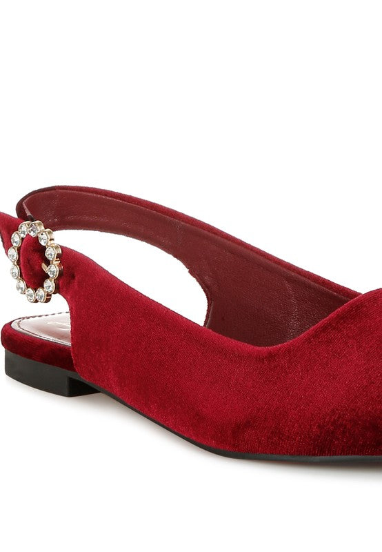 Dolan Velvet Slingback Flat Sandals - Tigbul's Variety Fashion Shop