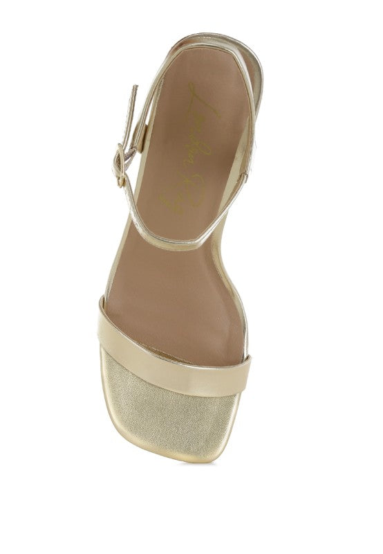 Kazara Metallic Faux Leather Block Heels - Tigbul's Variety Fashion Shop