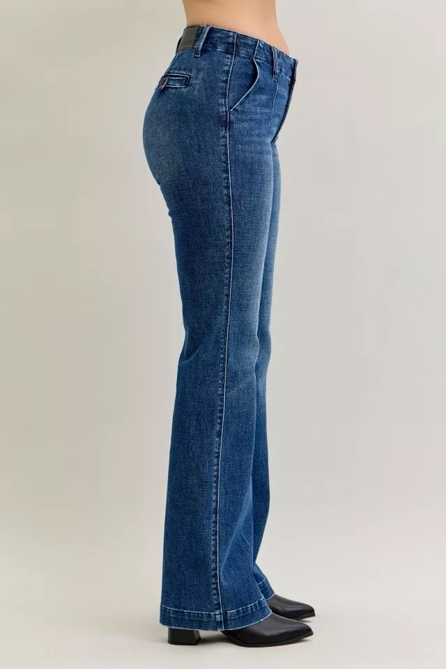 Judy Blue Full Size Mid Rise Bootcut Jeans with Welt Pockets Plus Size - Tigbul's Variety Fashion Shop