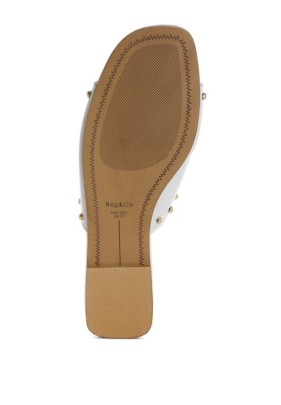 Renaldi Genuine Leather Studded Slip-On Flats - Tigbul's Variety Fashion Shop