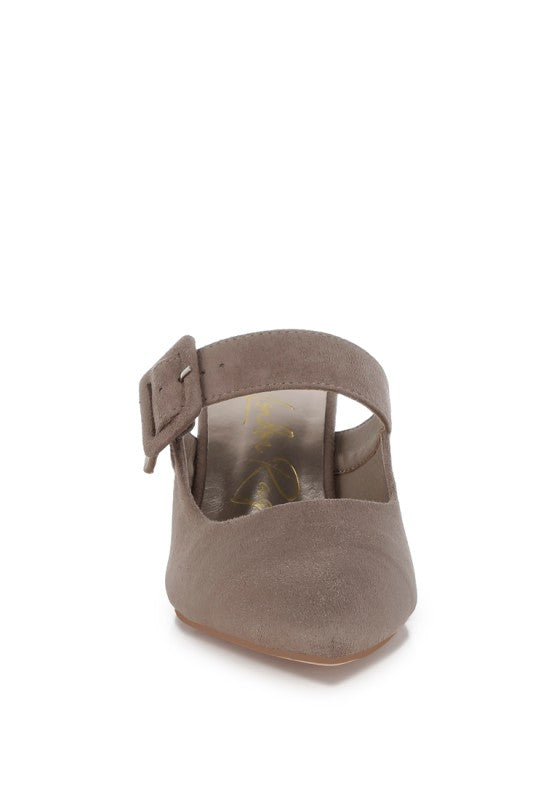 Amapola Buckle Strap Detail Microfiber Mules - Tigbul's Variety Fashion Shop