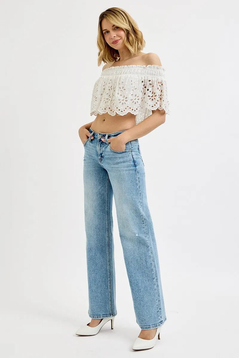 RISEN Full Size Low Rise Ankle Boyfriend Distressed Jeans Plus Size - Tigbul's Variety Fashion Shop