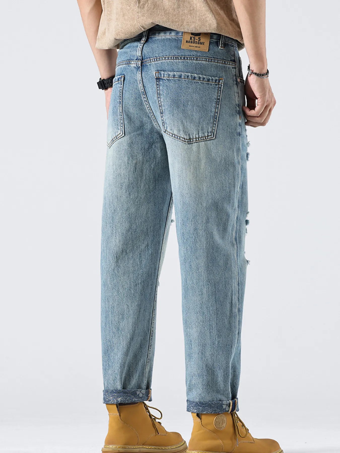 Men's Distressed Loose Fit Jeans - Tigbul's Variety Fashion Shop