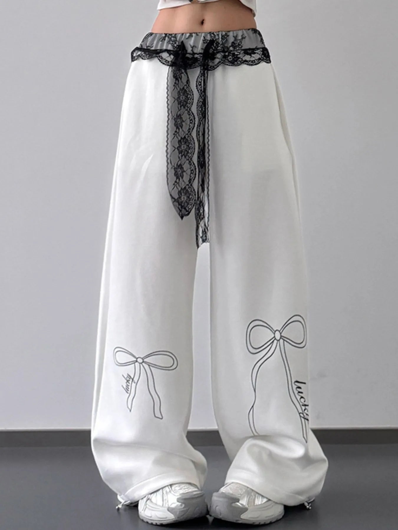 Wide Leg Pants with Lace Belt Detail - Tigbul's Variety Fashion Shop