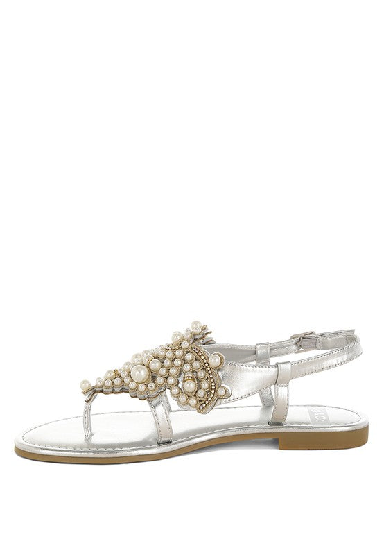 Opazie Metallic Pearl Embellished Flats - Tigbul's Variety Fashion Shop