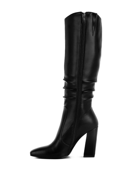 Yanir Slouchy Shaft 4" Heel Knee-High Boots - Tigbul's Variety Fashion Shop