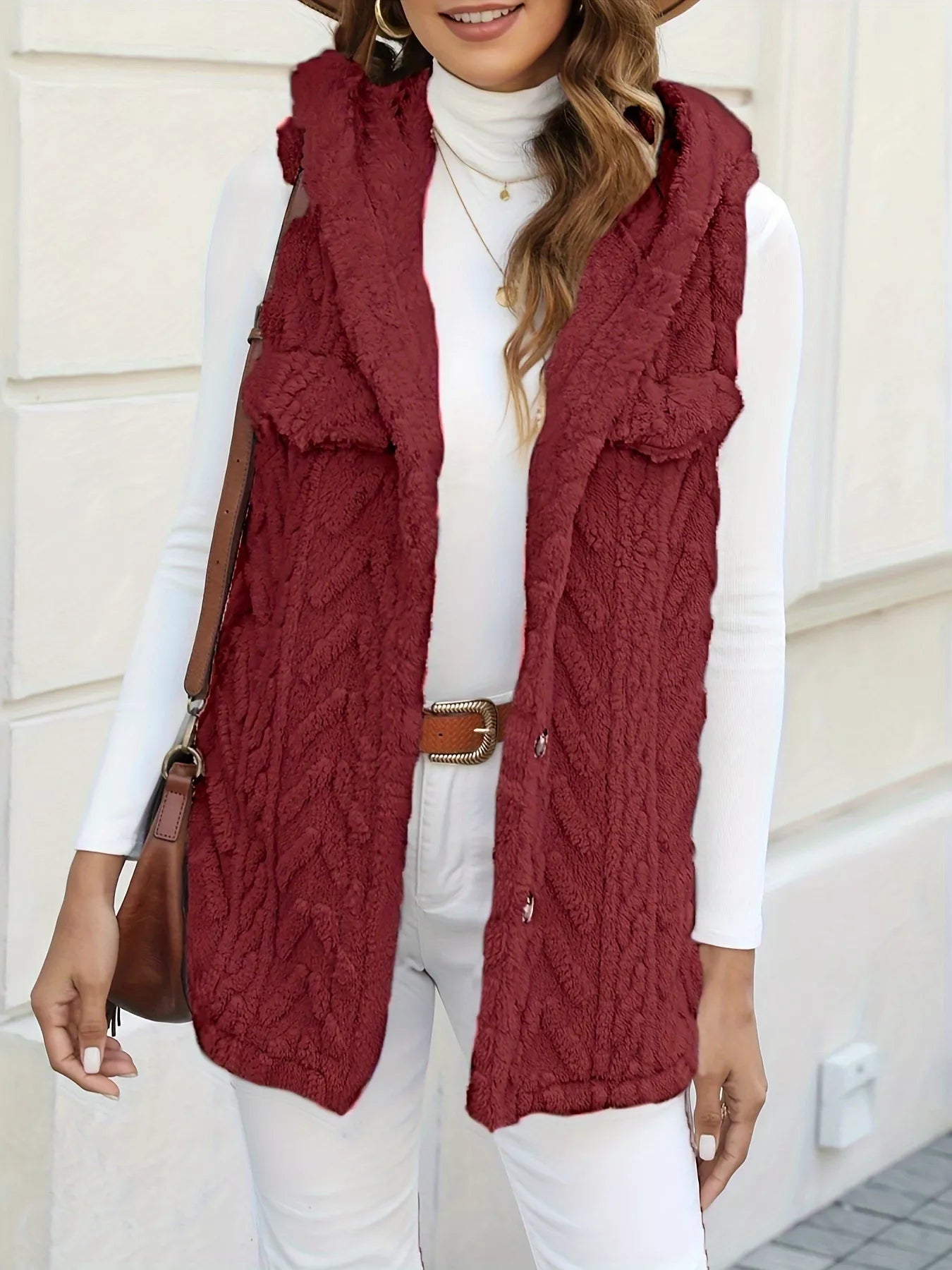 Button-Front Hooded Vest Coat - Tigbul's Variety Fashion Shop