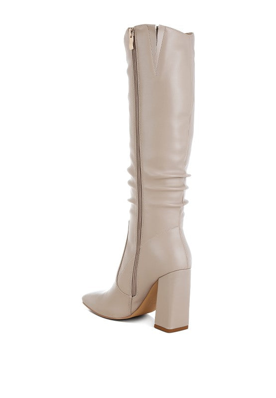 Yanir Slouchy Shaft 4" Heel Knee-High Boots - Tigbul's Variety Fashion Shop