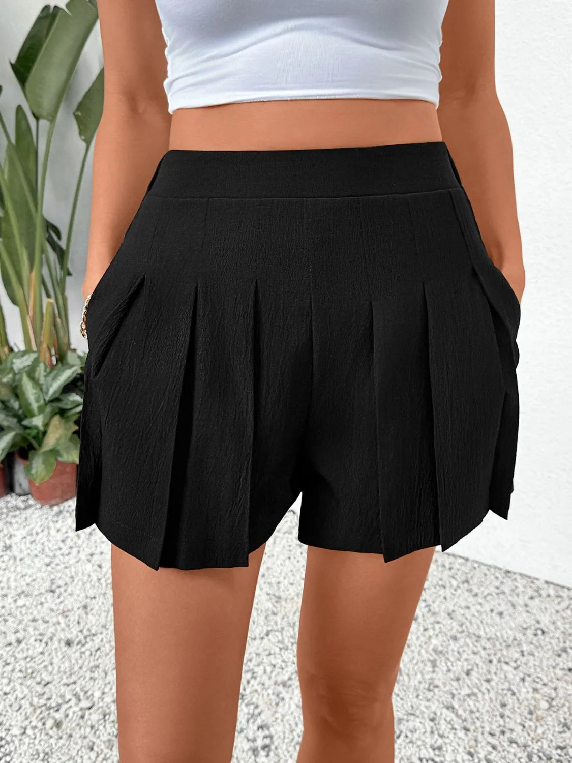 Pleated Shorts with Pockets - Tigbul's Variety Fashion Shop