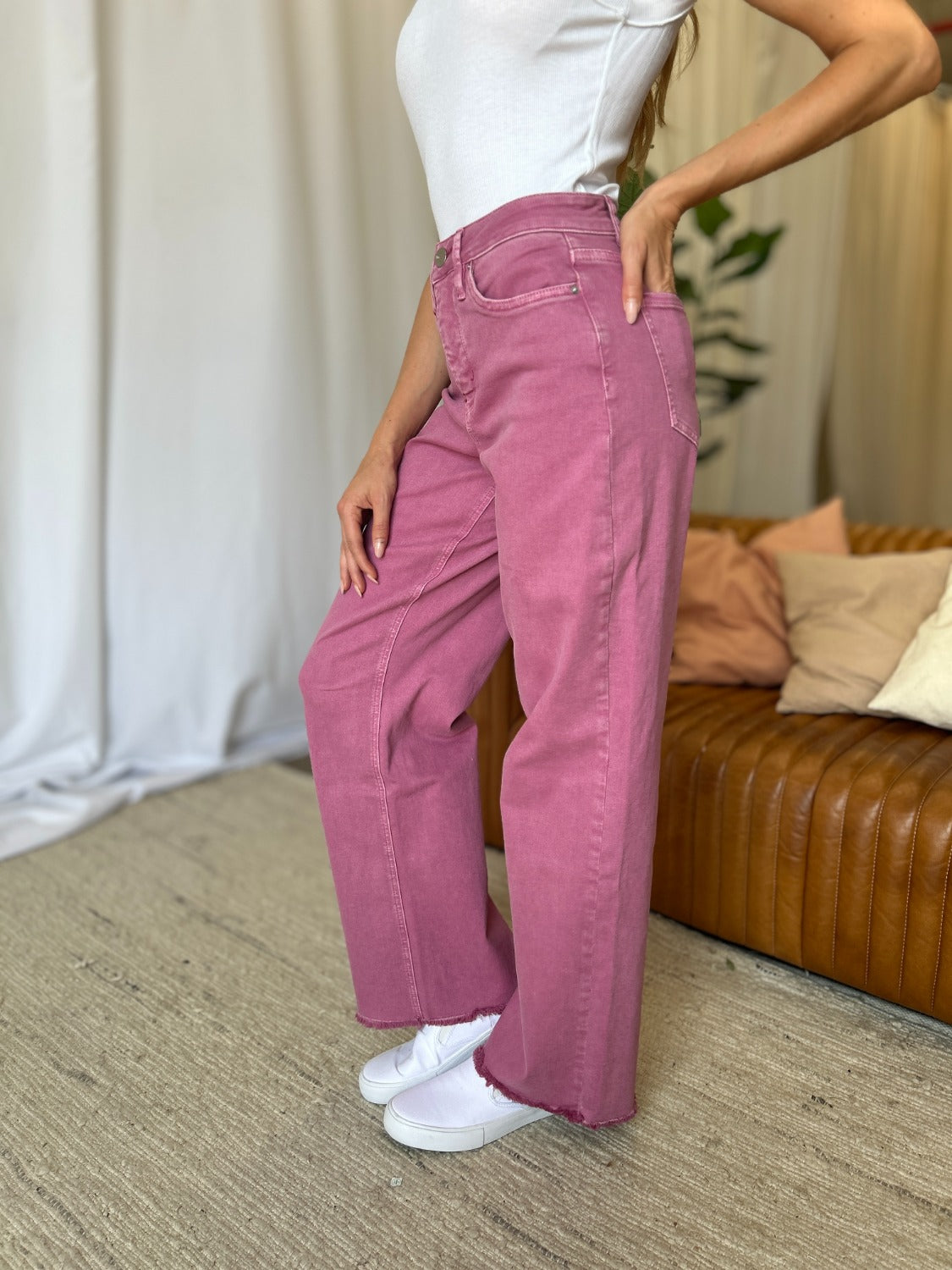 RFM Full Size High Rise Garment Dye Wide Leg Jeans - Tigbul's Variety Fashion Shop