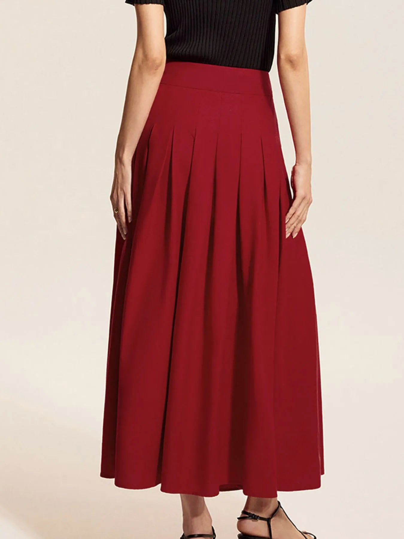 Square Neck Tank and Pleated Slit Skirt Set - Tigbul's Variety Fashion Shop