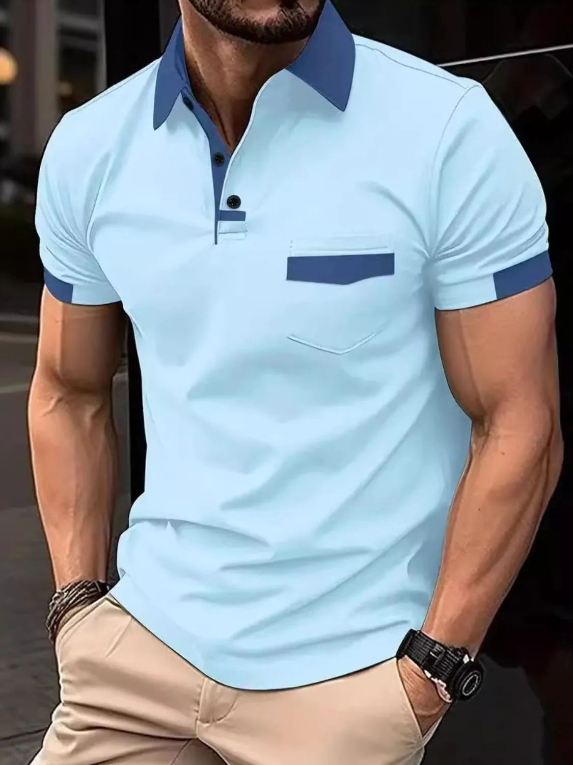 Men's Full Size Contrast Collared Neck Short Sleeve Polo Plus Size - Tigbul's Variety Fashion Shop