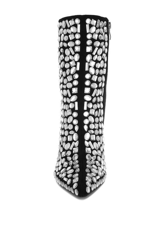 Trend Titan Diamante Slim Wedge Heel Boots - Tigbul's Variety Fashion Shop