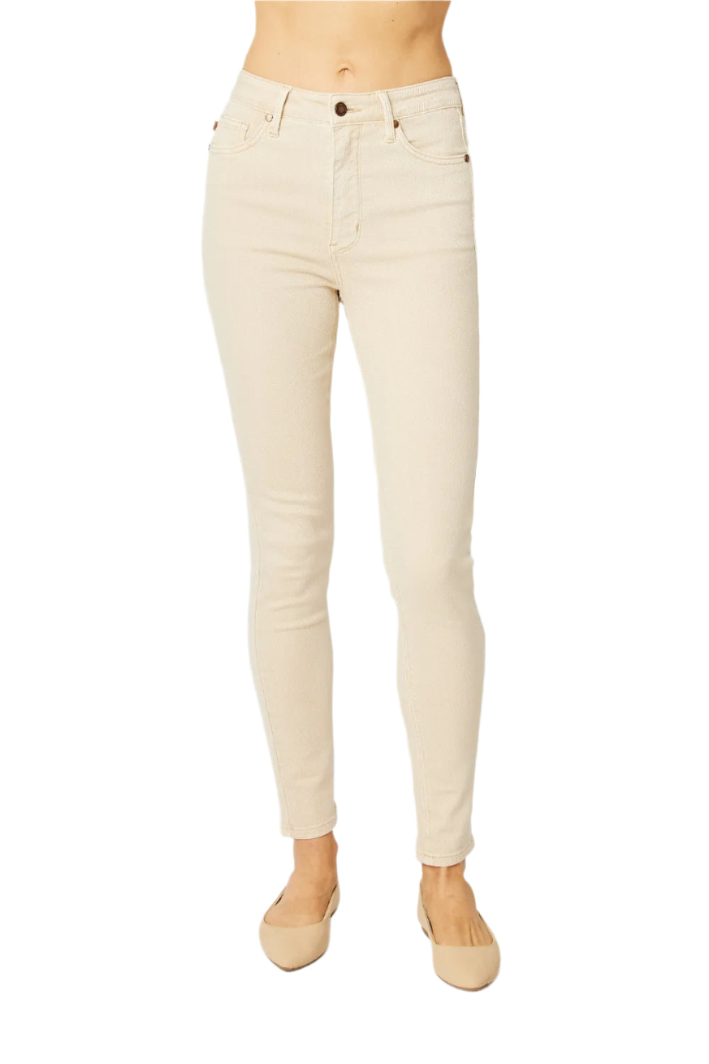 Judy Blue Garment Dyed Ivory Tummy Control Jeans Sizes 1-24W - Tigbul's Variety Fashion Shop