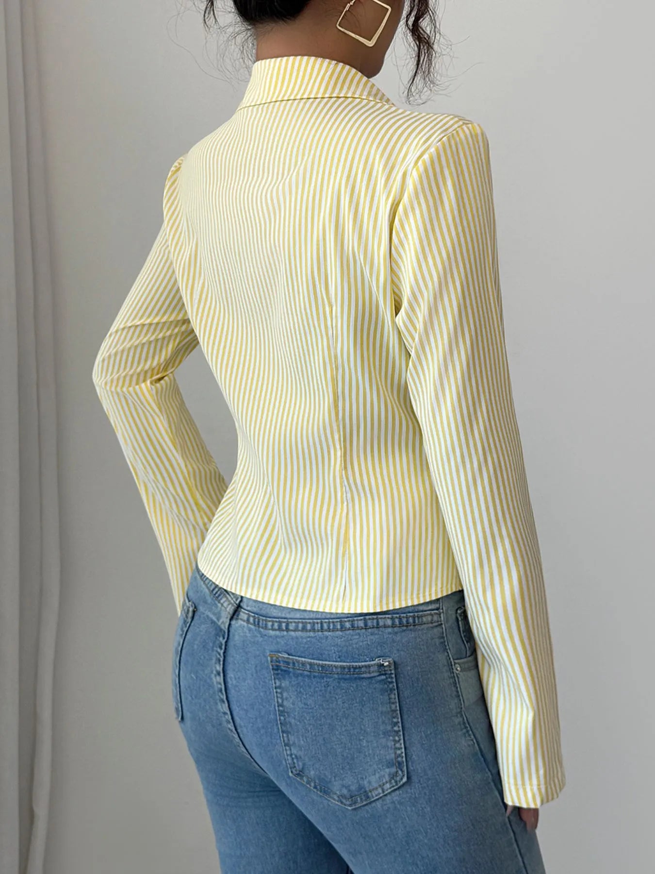 Striped Button-Up Long Sleeve Shirt - Tigbul's Variety Fashion Shop
