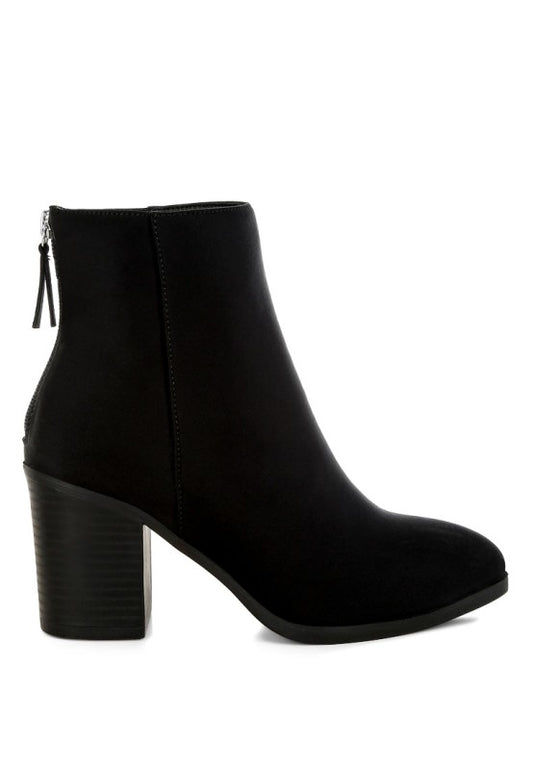 Veyara Lycra Block Heel Ankle Boots - Tigbul's Variety Fashion Shop