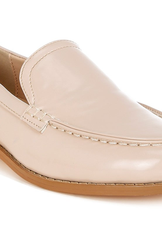 Corleone Pleather Stacked Heel Loafers - Tigbul's Variety Fashion Shop