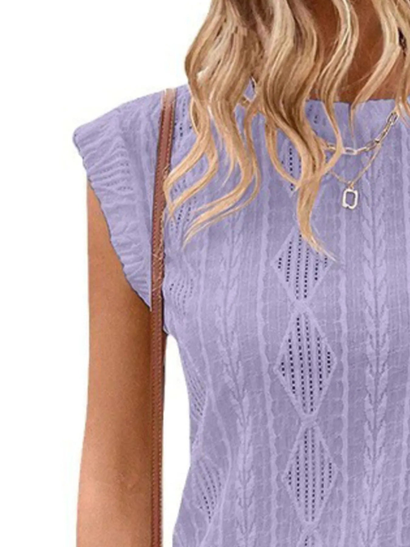 Openwork Round Neck Top - Tigbul's Variety Fashion Shop