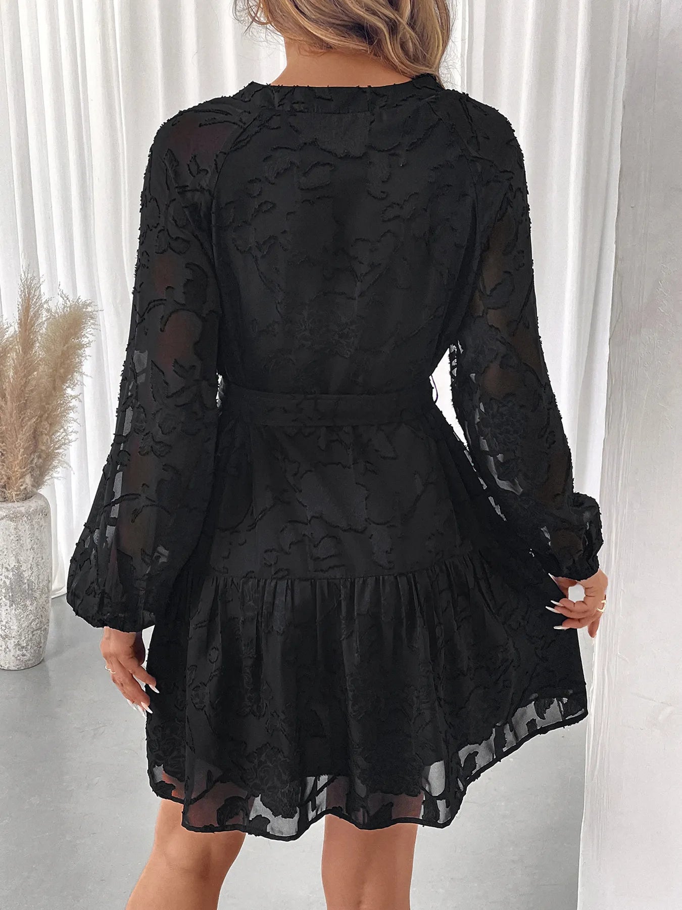 Button-Front Balloon Sleeve Mini Dress - Tigbul's Variety Fashion Shop