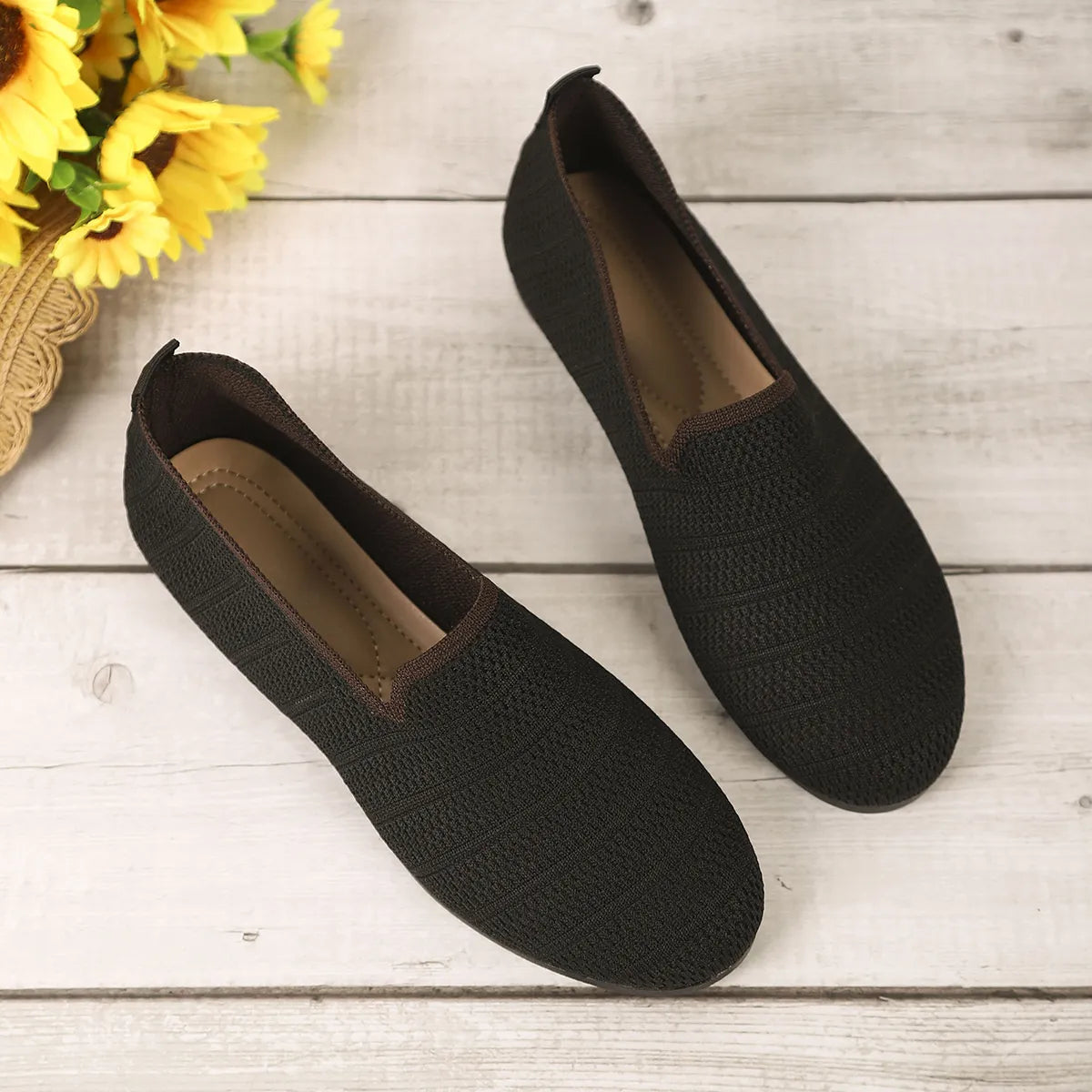Breathable Knit Slip-On Loafers - Tigbul's Variety Fashion Shop