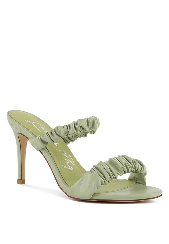 Qualie Gathered Around Strap Slip-On High Heels - Tigbul's Variety Fashion Shop