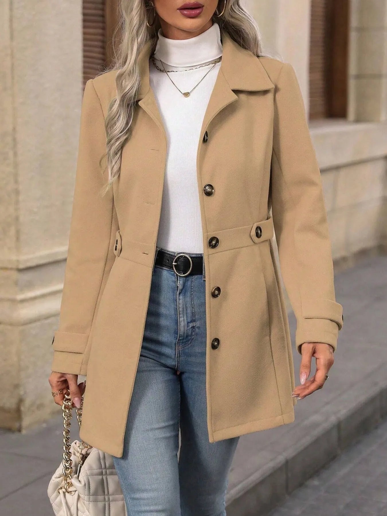 Button Up Long Sleeve Coat - Tigbul's Variety Fashion Shop
