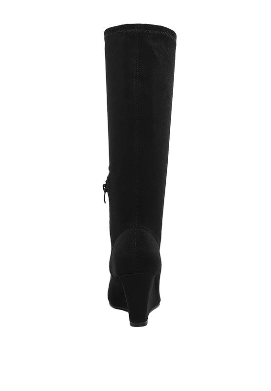 Tulsha Microfiber Wedge Heel Boots - Tigbul's Variety Fashion Shop
