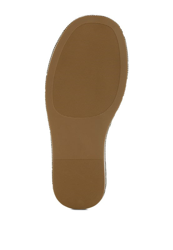 Nensis Rhinestone Embellished Flatform Sandals - Tigbul's Variety Fashion Shop