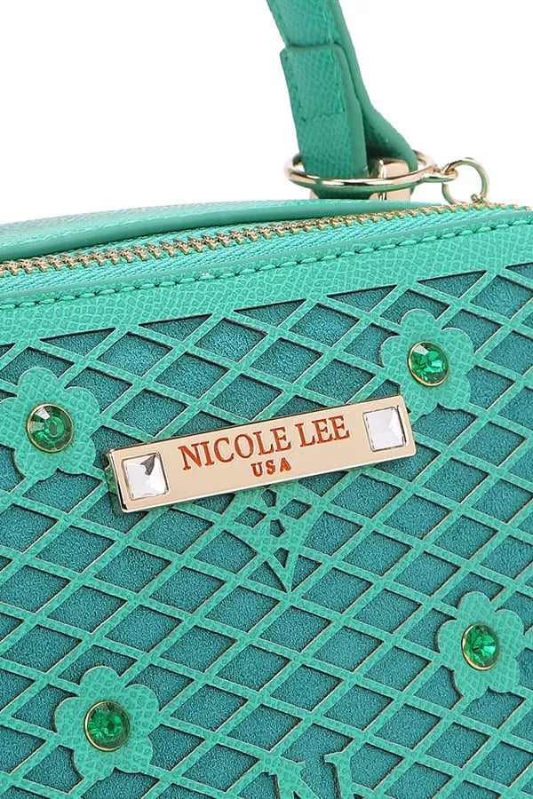 Nicole Lee USA Vegan Geometric Pattern Structured Handbag - Tigbul's Variety Fashion Shop